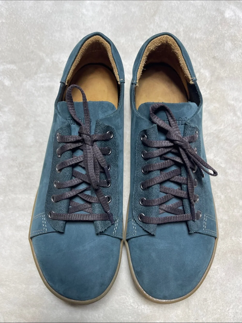 Comfortfusse Ozi Men's Teal Casual Lace-Up Sneakers with Gum Sole Size 43